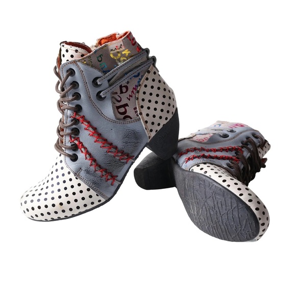 MAIA TMA EYES RETRO POLKA DOT LEATHER BOOTIE WOMENS SZ 8 1/2 / US 40 NWT - Picture 3 of 12